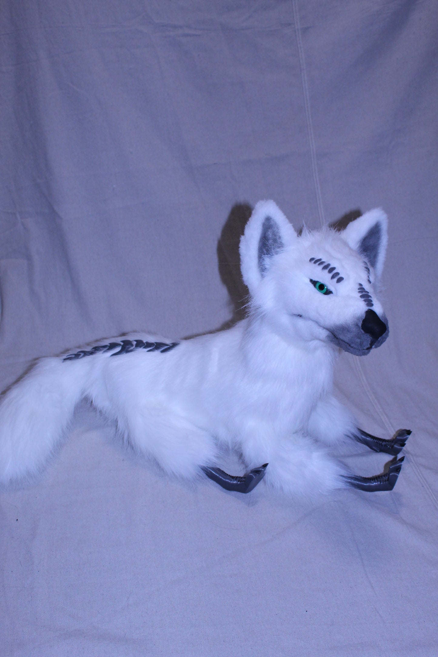 Handmade Alien Wolf Articulated Art Doll (Green Eyes)