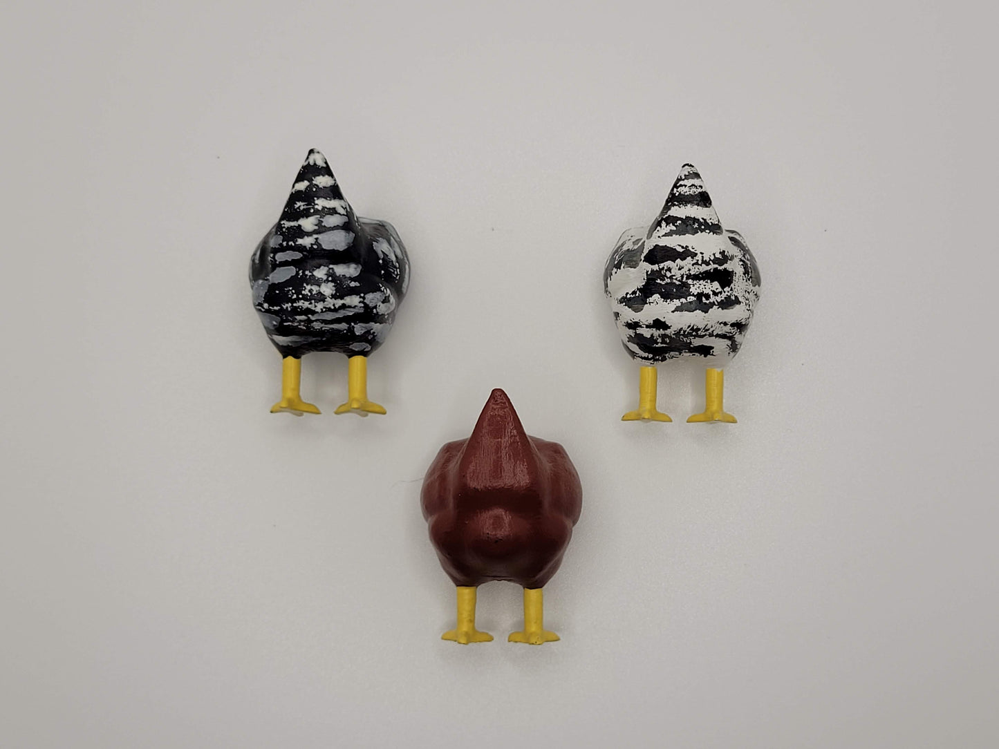 Handmade Chicken Butt Magnets, Set of 3 (1 each Black, White and Red)