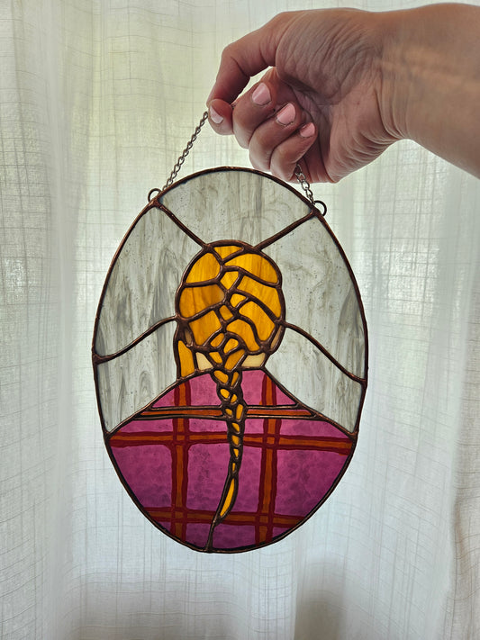 "Braided Woman" Stained Glass Suncatcher