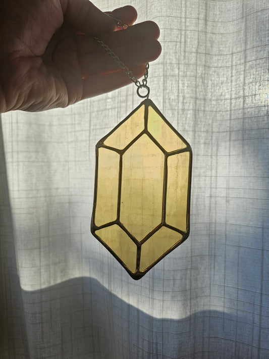 Gemstone Stained Glass Suncatcher- Yellow