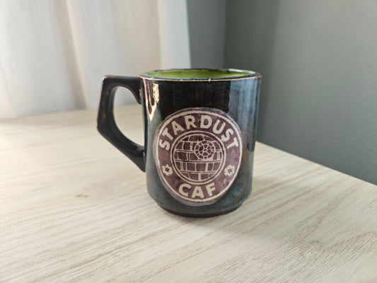 "Stardust Caf" 12oz Stoneware Mug- Stoned Denim and Lime