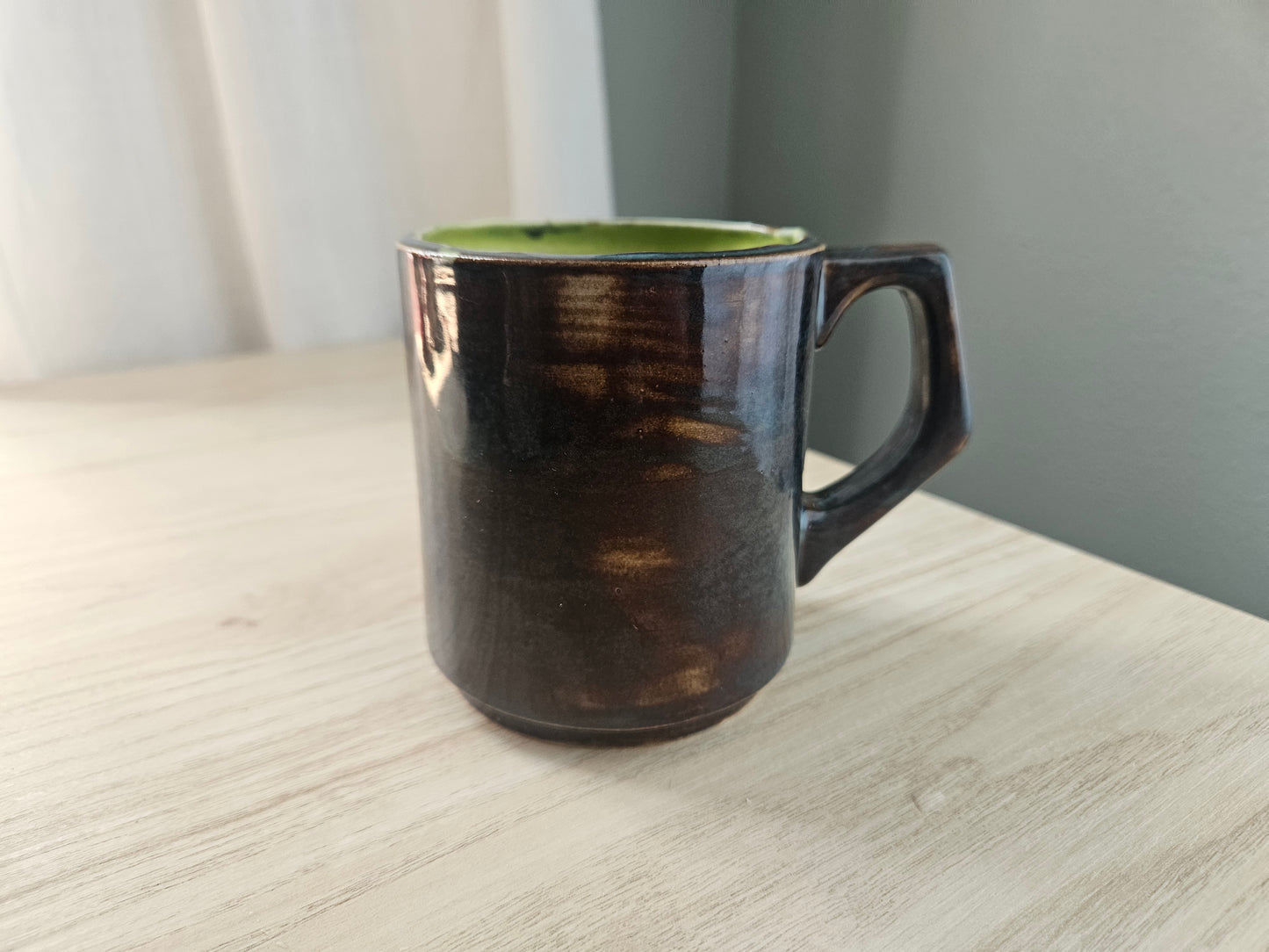 "Stardust Caf" 12oz Stoneware Mug- Stoned Denim and Lime