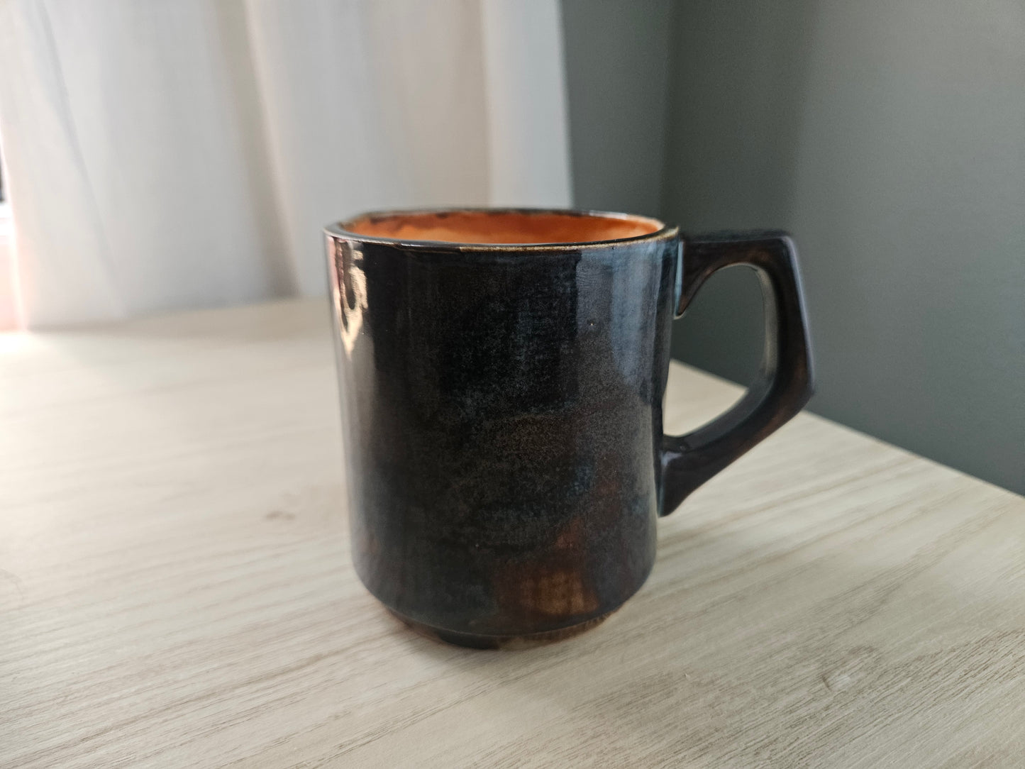 "Stardust Caf" 12oz Stoneware Mug- Stoned Denim and Orange