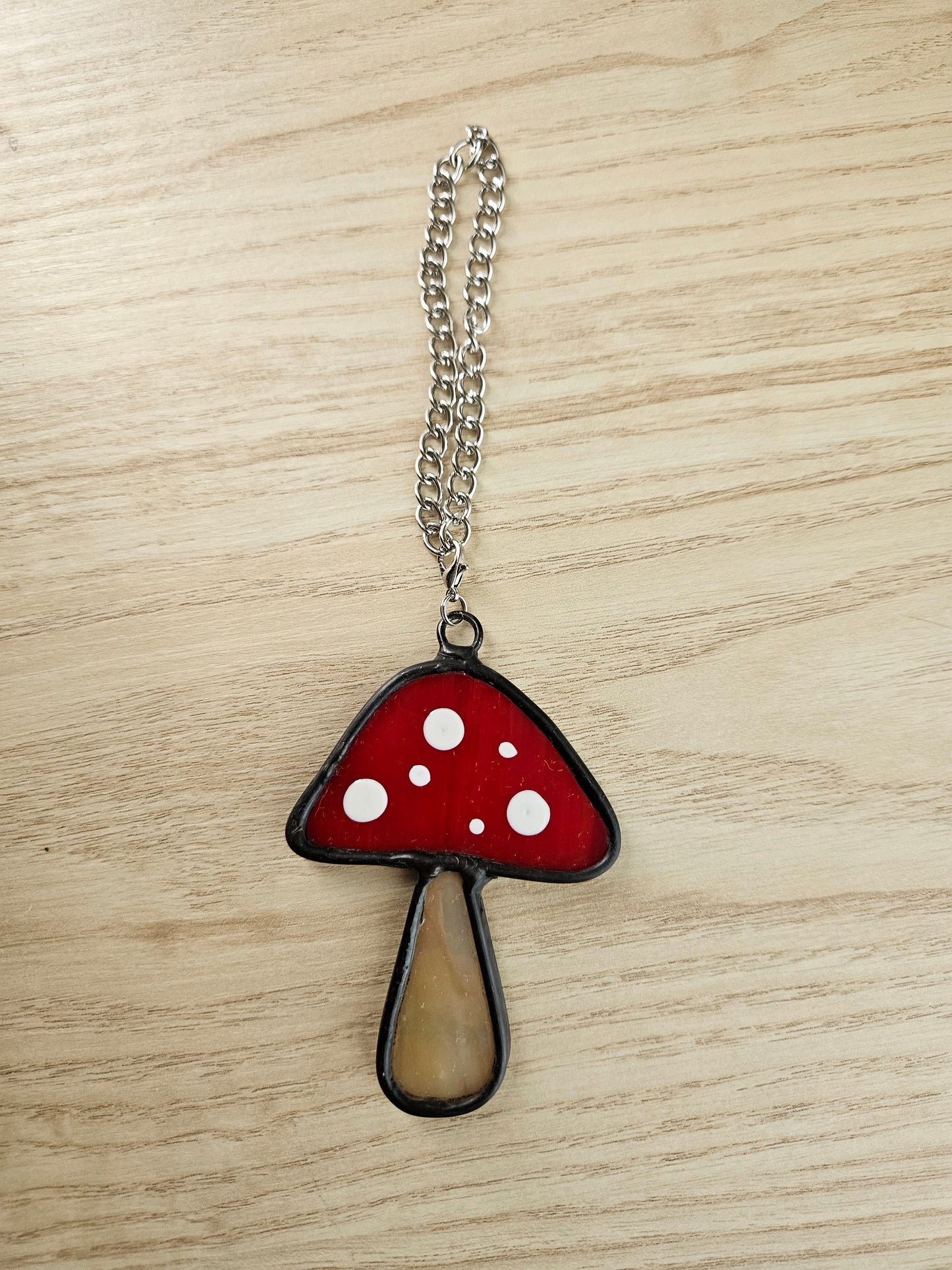 Red Toadstool Stained Glass Car Charm