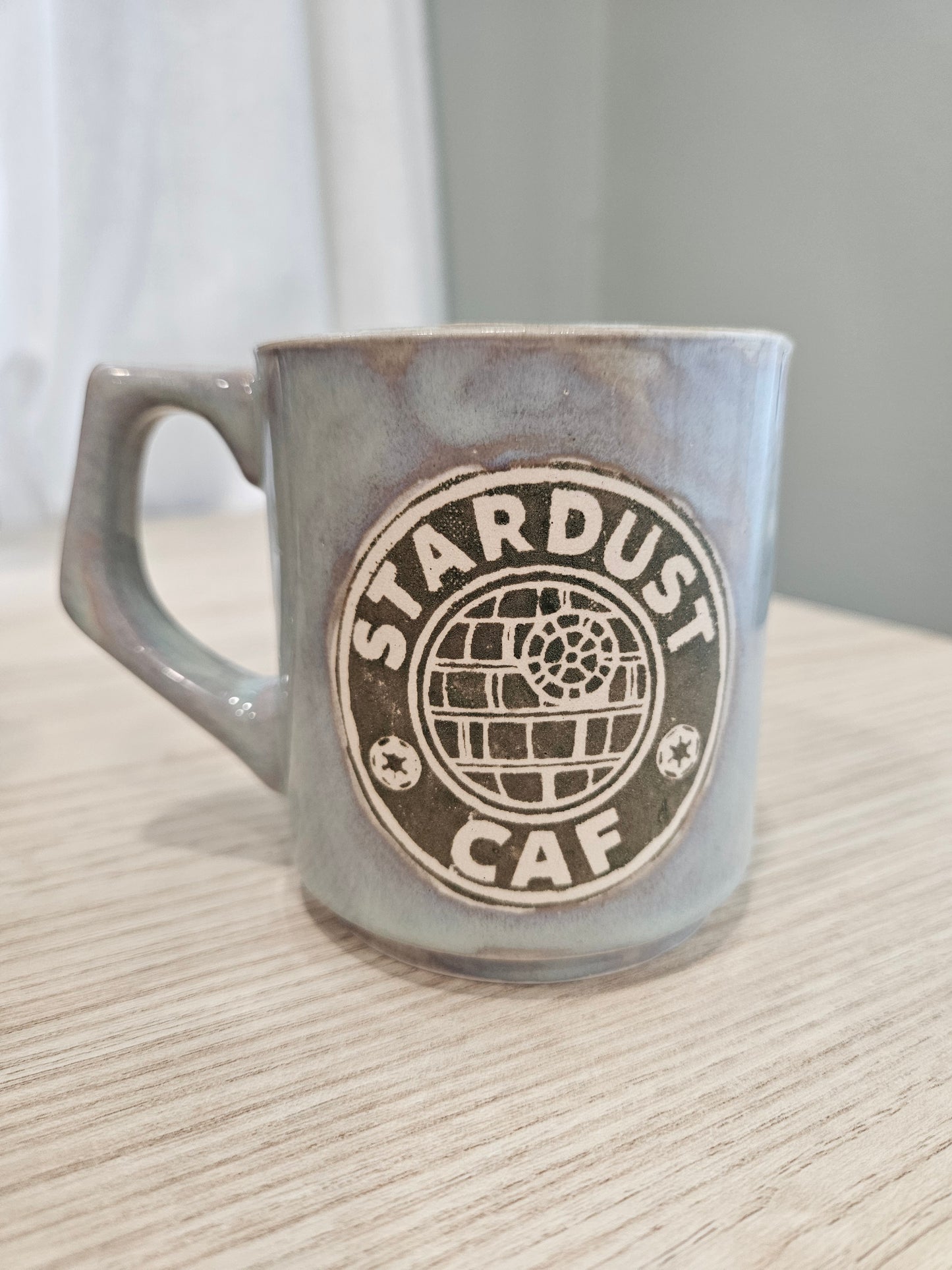 "Stardust Caf" 12oz Stoneware Mug- Grey Mist