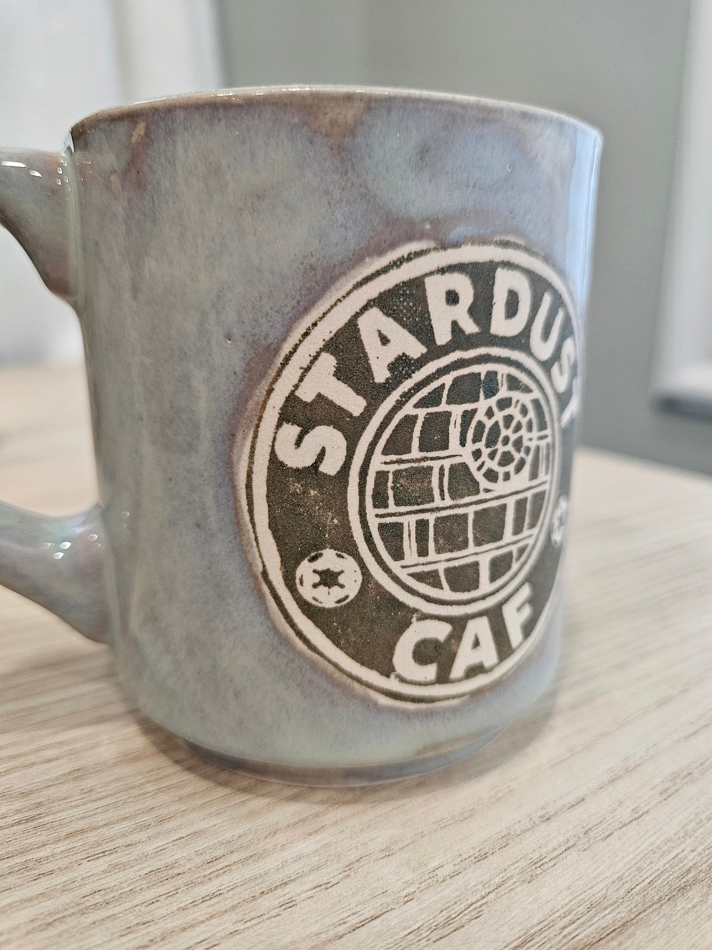 "Stardust Caf" 12oz Stoneware Mug- Grey Mist