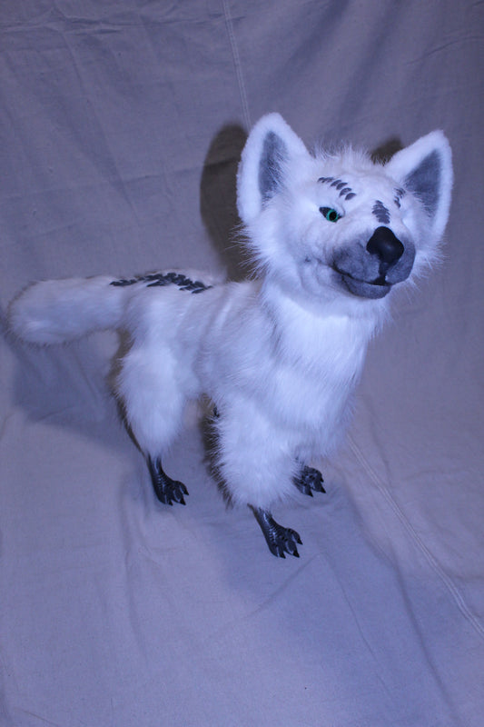 Handmade Alien Wolf Articulated Art Doll (Green Eyes)