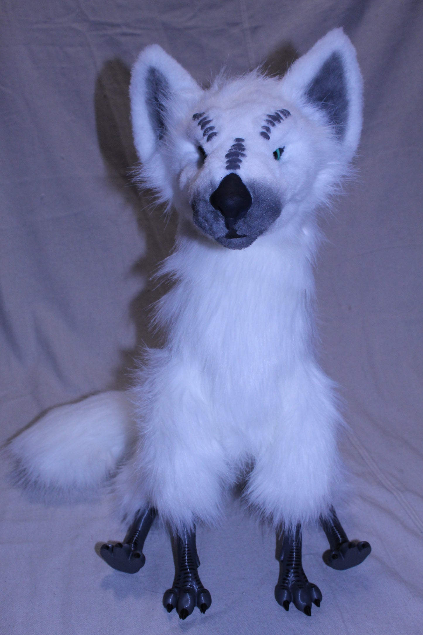 Handmade Alien Wolf Articulated Art Doll (Green Eyes)