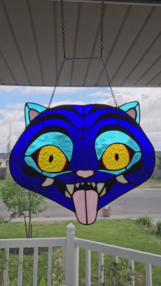 Blue Tiger Handmade Stained Glass Suncatcher
