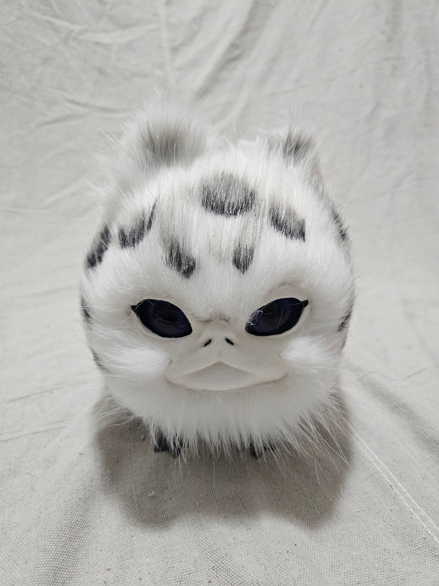 Art Doll Lothball Kitten- White with Dark Purple Eyes and Leopard Spots