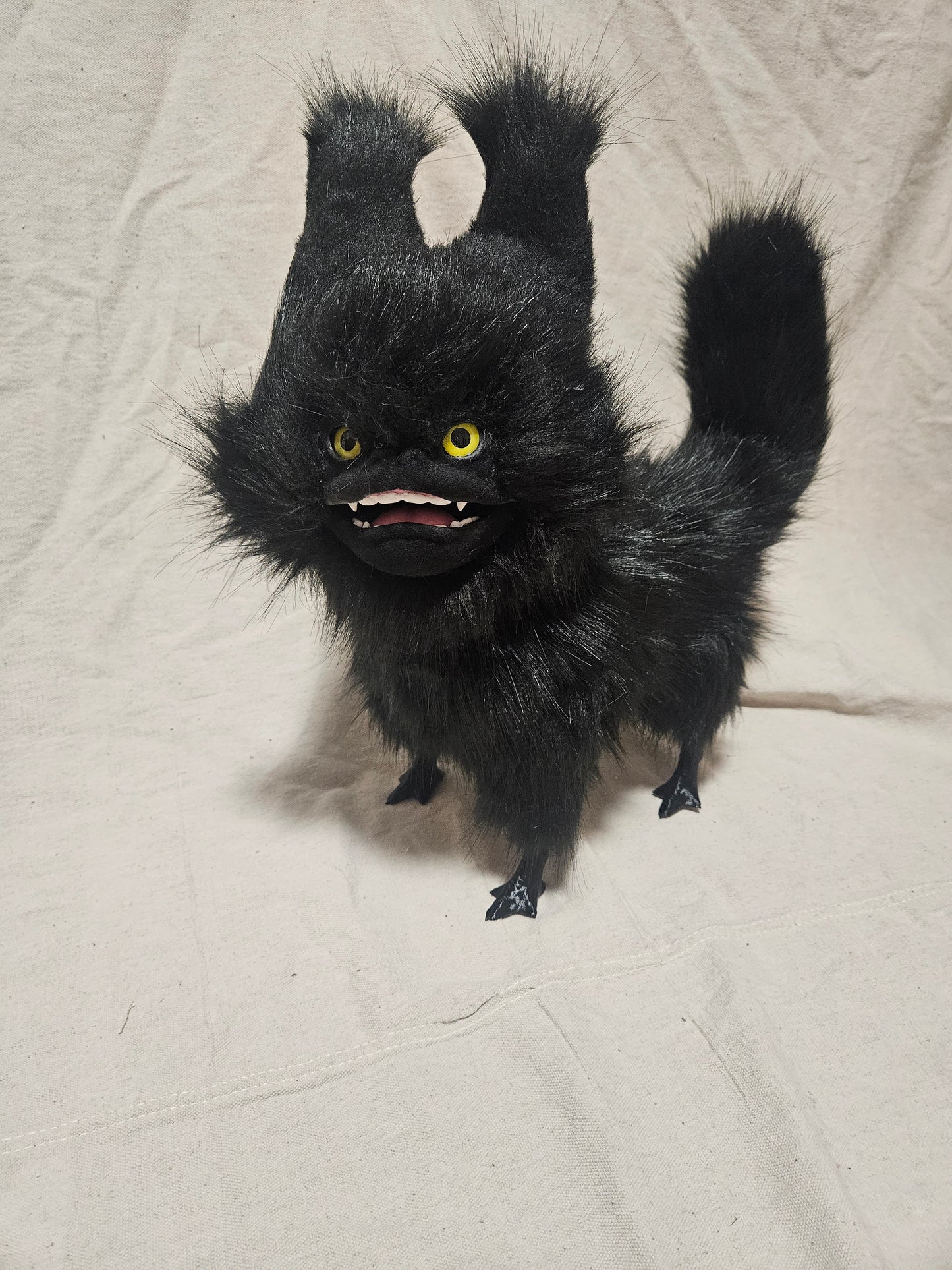 RESERVED Space Cat Art Doll Black with Yellow Eyes