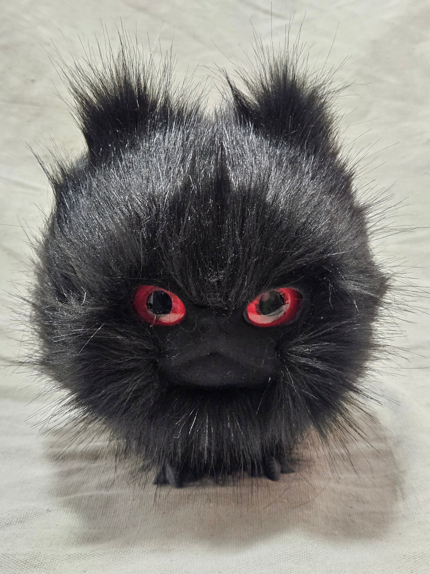 Art Doll Lothball Kitten- Black with Red Eyes