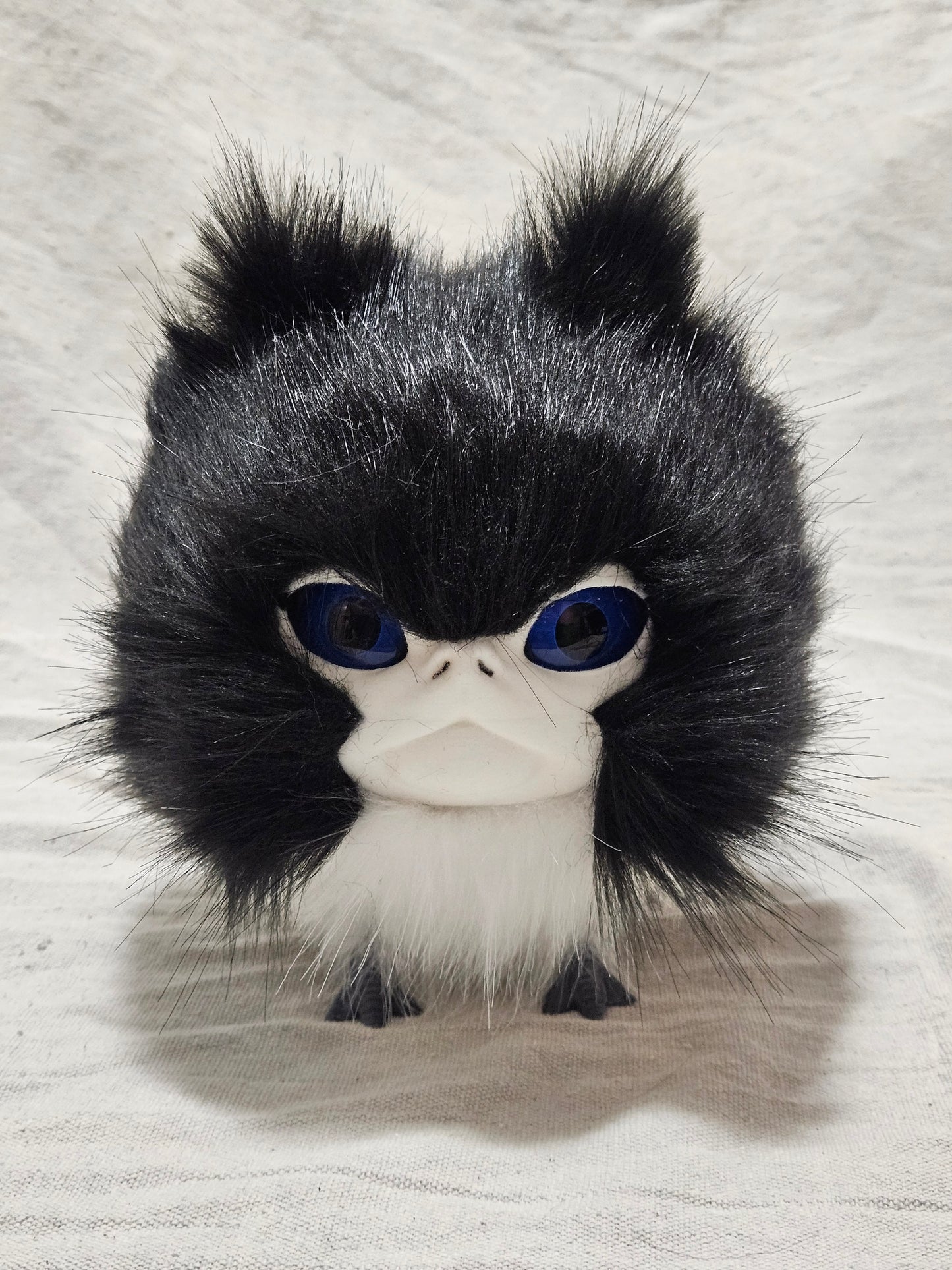 Art Doll Lothball Kitten- Black and White with Blue Eyes
