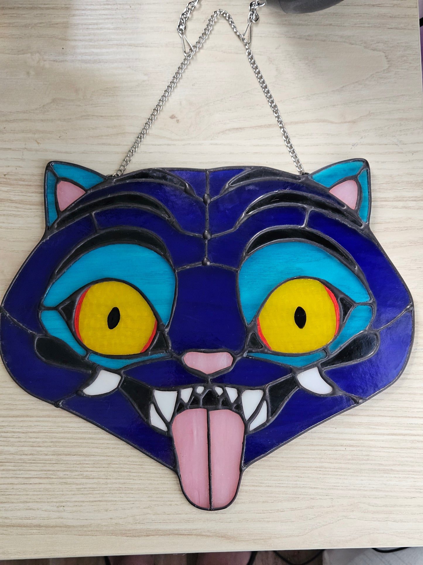 Blue Tiger Handmade Stained Glass Suncatcher