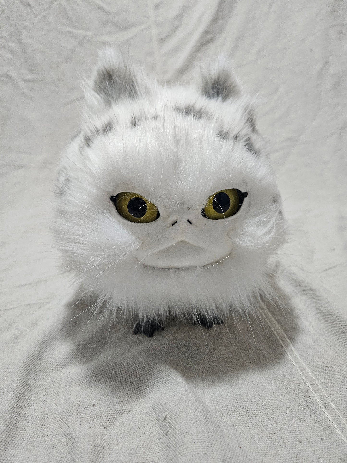 Art Doll Lothball Kitten- White with Yellow Eyes and Gray Spots